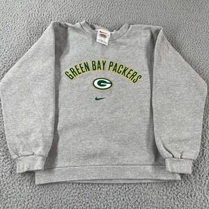 Vintage‎ Green Bay Packers Sweatshirt Nike Size Youth Medium Crewneck Grey USA